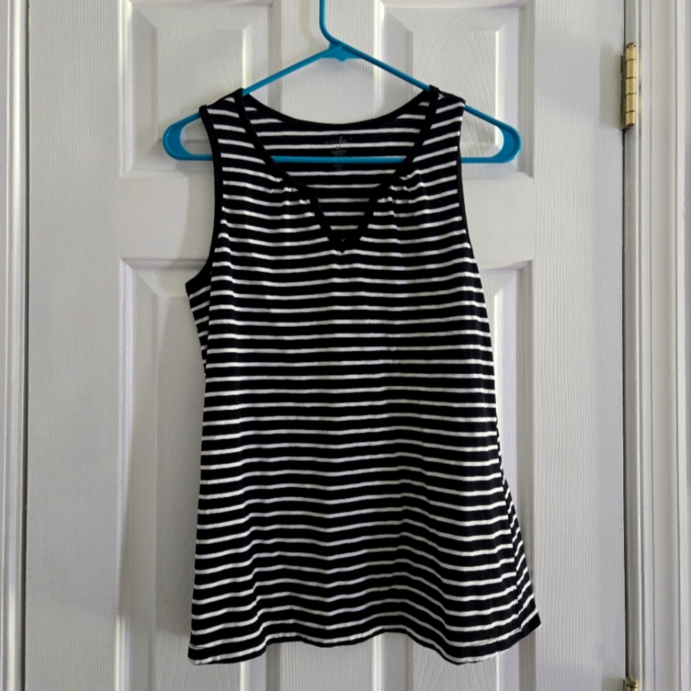 Just Be Black and White Striped Sleeveless Tank Top